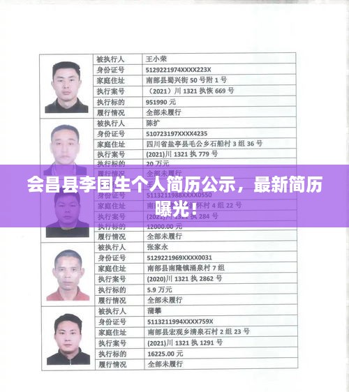 會昌縣李國生個人簡歷公示，最新簡歷曝光！