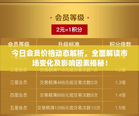 今日會員價格動態(tài)解析，全面解讀市場變化及影響因素揭秘！