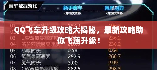 QQ飛車升級(jí)攻略大揭秘，最新攻略助你飛速升級(jí)！