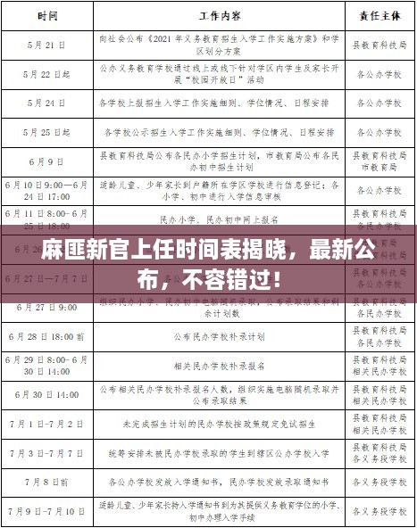 麻匪新官上任時(shí)間表揭曉，最新公布，不容錯過！